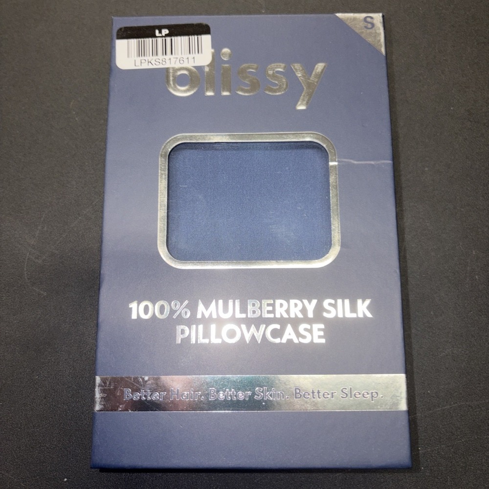 Blissy Standard 100% Mulberry Silk Pillowcase Navy Blue 20674